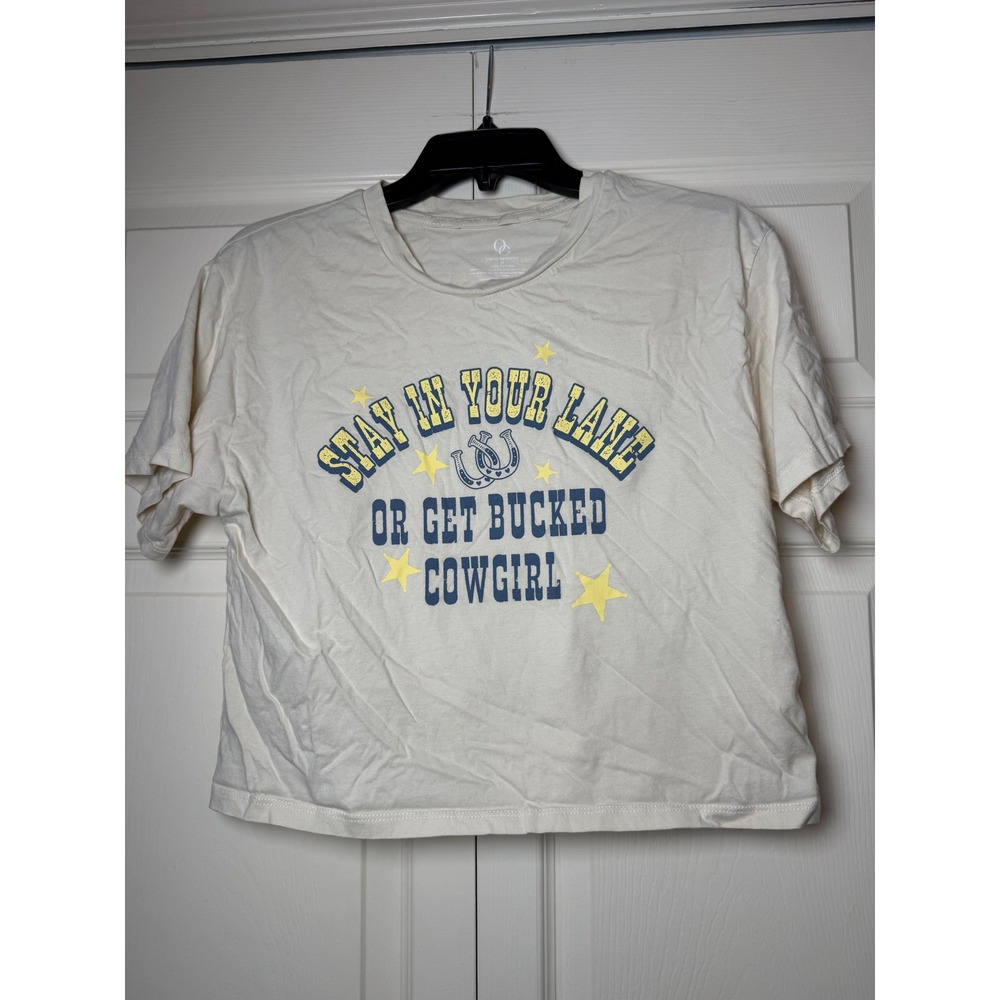 Organic Generation 100% Cotton Western Stay In Your Lane Cowgirl Cropped Tee